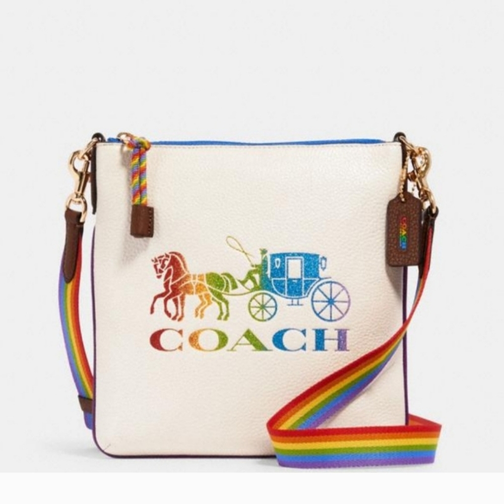 Coach Jes Slim 🌈 Rainbow Horse and Carriage Pebble Leather Crossbody 2505